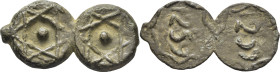 ABD AL RAHMAN. 1 felus. 1259. Sin ceca. 2 piezas en bloque. Muy interesante