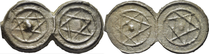 MULAY SULAYMAN 1792-1822. 2 felus. Sin ceca. No datada. Sello de Salomón en amba...