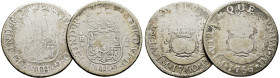 FERNANDO VI. Lima. 2 reales. 1756 y 1760. JM. Cy10428 y 10468. Ambas limpiadas y