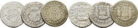 FERNANDO VI. Méjico. 1/2 real. 1753 y 1757. M. Cy10192 y 10223. Otro de Carlos I