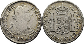 CARLOS III. Lima. 2 reales. 1788. IJ. Cy11669. Limpiada. BC+/MBC
