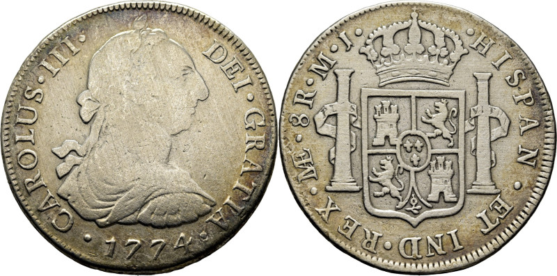 CARLOS III. Lima. 8 reales. 1774. MJ. Cy12021. 26'28 g. Limpiada. Acuñación algo...