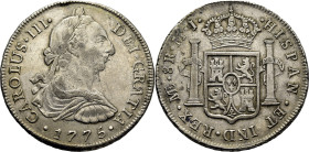 CARLOS III. Lima. 8 reales. 1775. MJ. Cy12028. 26'89 g. Alguna rayita y marquita