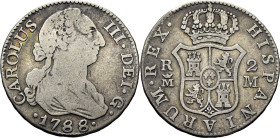CARLOS III. Madrid. 2 reales. 1788. M. Cy11670. 5´75 g. BC+/casi MBC-. Tono