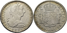 CARLOS III. Méjico. 8 reales. 1773. FM. Cy12012. 26'67 g. Limpiada. Acuñación de