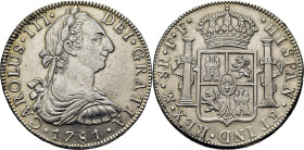 CARLOS III. Méjico. 8 reales. 1781. FF. Cy12078. 26'8 g. Limpiada. EBC