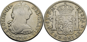 CARLOS III. Méjico. 8 reales. 1786. FM. Cy12114. 26'4 g. Limpiada con intensidad