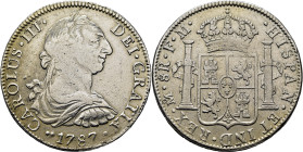 CARLOS III. Méjico. 8 reales. 1787. FM. Cy12123. 26'5 g. Limpiada con intensidad