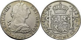CARLOS III. Méjico. 8 reales. 1788. FM. Cy12129. 26'7 g. Limpiada. MBC+