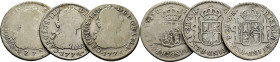CARLOS III. Potosí. 2 reales. 1773, 1774 y 1775. JR. Cy11547, 11553 y 11559. Ray