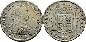 CARLOS III. Potosí. 4 reales. 1776. JR. Cy11783. 13 g. Oxidaciones limpiadas con