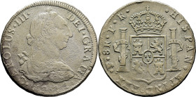 CARLOS III. Potosí. 8 reales. 1781. PR. Cy12079. 26'3 g. Oxidaciones abundantes