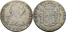 CARLOS III. Potosí. 8 reales. 1784. PR. Cy12103. 26'6 g. Ligeras oxidaciones, li