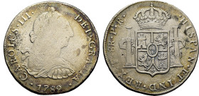 CARLOS III. Potosí. 8 reales. 1789 rectificado el 9 para localizarlo adecuadamen