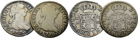 CARLOS III. Sevilla. 2 reales. 1776 y 1778. CF. Cy11572 y 11586. Ligeramente lim