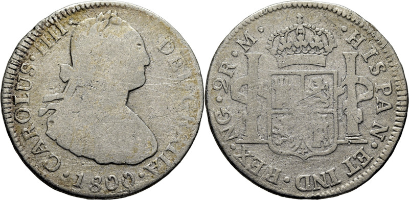 CARLOS IV. Guatemala. 2 reales. 1800. M. Cy13609. Abundantes finas rayitas, algu...