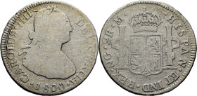 CARLOS IV. Guatemala. 2 reales. 1800. M. Cy13609. Abundantes finas rayitas, algu