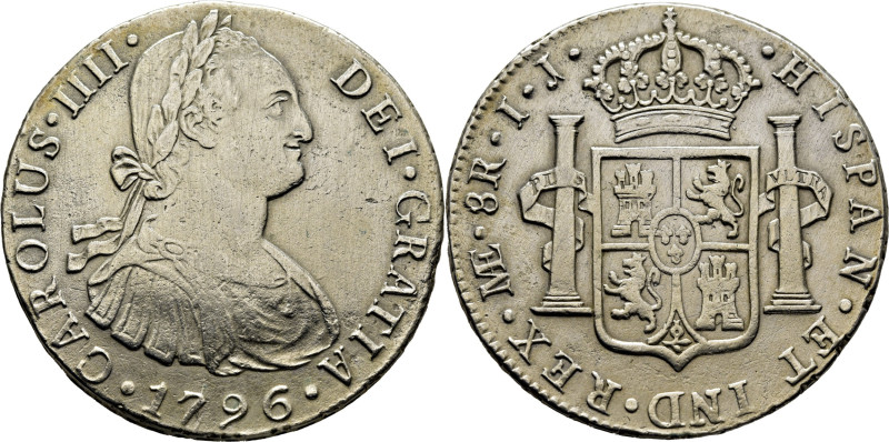 CARLOS IV. Lima. 8 reales. 1796. IJ. Cy13883. 26'8 g. Limpiada. EBC-