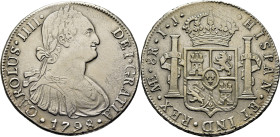 CARLOS IV. Lima. 8 reales. 1798. IJ. Cy13902. 26'9 g. Limpiada. EBC