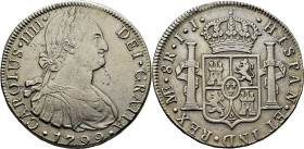 CARLOS IV. Lima. 8 reales. 1799. IJ. Cy13910. 26'5 g. Ligeras oxidaciones limpia