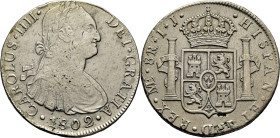 CARLOS IV. Lima. 8 reales. 1802. IJ. Cy13930. 26'2 g. Rayitas al haber sido frot