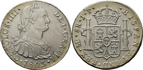 CARLOS IV. Lima. 8 reales. 1803. JP. Cy13941. 26'5 g. Limpiada sin excesiva inte