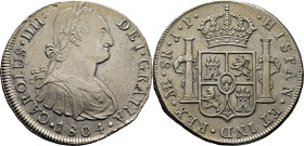 CARLOS IV. Lima. 8 reales. 1804. JP. Cy13951. 27'5 g. Limpiada sin excesiva inte