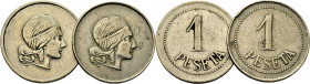 FICHA DE CASINO. Villena (Alicante)?. 1 peseta. Cabeza de Nereida exenta. Valor
