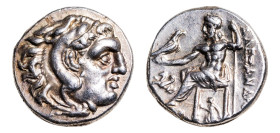 Kings of Macedon, Antigonos I Monophthalmos (320-301 BC) AR-Drachm (16mm, 4.32g, 6h). Lampsakos mint, struck 306/5-301.
Obv. Head of Herakles to right...