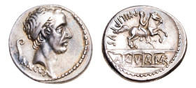 L. Marcius Philippus AR-Denarius (17.7 mm, 3.76 g, 5h). Rome mint, 56 BC.
Obv. Head of Ancus Marcius to right, wearing diadem; lituus behind, ANCVS be...