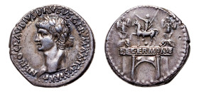 Nero Claudius Drusus AR-Denarius (19 mm, 3.75 g, 12h). Lugdunum mint, struck under Claudius circa 41-42.
Obv. NERO CLAVDIVS DRVSVS GERMANICVS IMP. Lau...