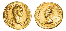 Domitian (AD 81-96) AV-Aureus (19.1 mm, 7.70 g, 5h). Rome mint, struck AD 82.
Obv. IMP CAES DOMITIANVS AVG P M, Laureate head of Domitian to right.
Re...