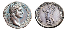 Domitian (AD 81-96) AR-Denarius (18.1mm, 3.06g, 6h). Rome mint, AD 88-89.
Obv. IMP CAES DOMIT AVG GERM P M TR P VIII, laureate head to right.
Rev. IMP...