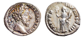 Marcus Aurelius (AD 161-180) AR-Denarius (17.8mm, 3.25g, 11h). Rome mint, struck AD 176.
Obv. M ANTONINVS - AVG GERM SARM, Laureate head right.
Rev. T...