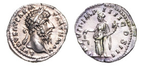Lucius Verus (AD 161-169) AR-Denarius (18.7mm, 3.13g, 12h). Rome mint, struck AD 167.
Obv. L VERVS AVG ARM PARTH MAX, laureate head right.
Rev. TR P V...