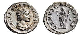 Julia Soaemias (218-222 AD) AR-Denarius (18.3mm, 3.15g, 12h). Rome mint, Struck under Elagabalus, struck AD 220-222.
Obv. IVLIA SOAEMIAS AVG Draped bu...