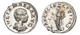 Julia Maesa (grandmother of Emperor Elagabalus) AR-Denarius (17.2mm, 3.10g, 6h). Antioch mint, struck circa AD 218-222.
Obv. IVLIA MAESA AVG, draped b...