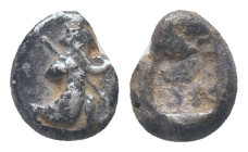 ACHAEMENID EMPIRE, Darius I-Xerxes II, Circa 485-470 BC. AR. Siglos

Obv: Persian king right, in kneeling-running stance, holding spear and bow.
Re...