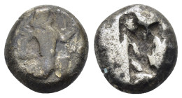 ACHAEMENID EMPIRE.Time of Darios I to Xerxes II.(Circa 485-420 BC).Sardes.Siglos.

Obv : Persian king or hero, wearing kidaris and kandys and with qui...