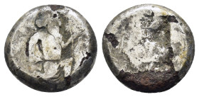 ACHAEMENID KINGS of PERSIA.Time of Xerxes II to Artaxerxes II.(Circa 420-350 BC). Sardes.Siglos.

Obv : Persian king or hero, wearing kidaris and kand...