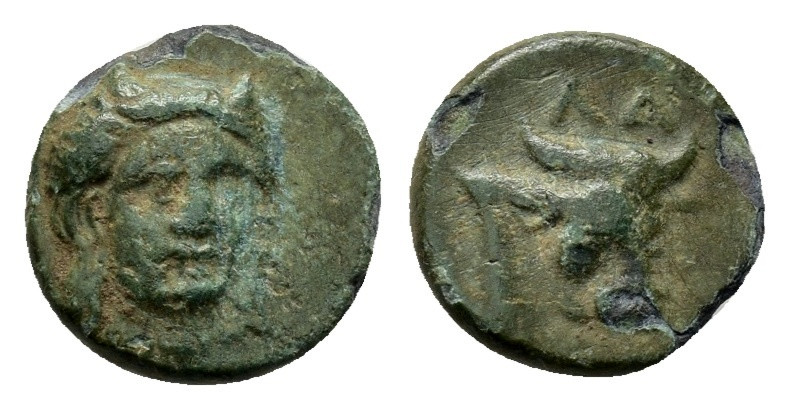 AEOLIS. Larisa Phrikonis, (BC 400-300) Ae. 

Obv: Head of horned Nymph facing, s...
