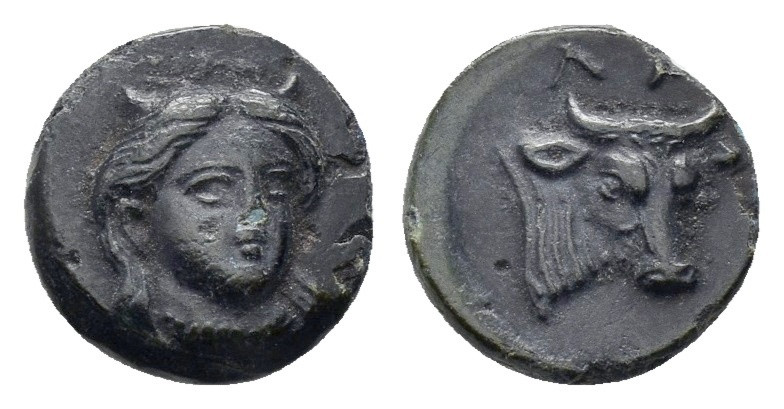 AEOLIS. Larisa Phrikonis, (BC 400-300) Ae. 

Obv: Head of horned Nymph facing, s...