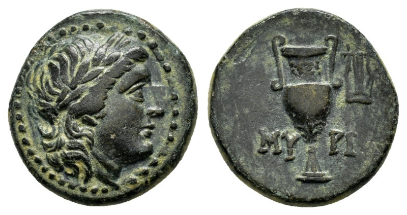 AEOLIS. Myrina.(2nd-1st centuries BC).Ae.

Obv : Laureate head of Apollo right.
...