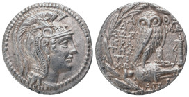 ATTICA. Athens. Circa 165-142, BC. Tetradrachm. AR. New Style Coinage. Damon, Sosikrates, and Timon–, magistrates. Struck 108/7 BC

Obv : Helmeted h...