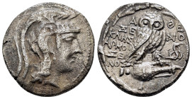 ATTICA. Athens. Tetradrachm (127/6 BC). New Style Coinage. Xenokles and Armoxenos, magistrate.

Obv: Helmeted head of Athena right.
Rev: A - ΘE / Ξ...