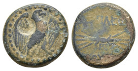 KINGS of BITHYNIA.Nikomedeia. Prusias II. 182-149 BC.AE Bronze. 

Obv: Eagle standing right, with wings spread 
Rev: BAΣIΛEΩΣ ΠΡΟYΣIOY, thunderbolt, m...