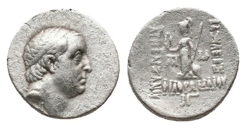 KINGS of CAPPADOCIA. Ariobarzanes I Philoromaios. Drachm (96-63 BC). AR Silver. ...