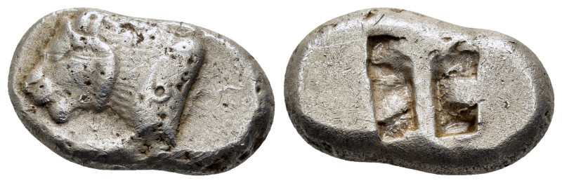 Caria, Mylasa?. Circa 520-490 BC. AR Stater.

Obv : Forepart of lion left, mouth...