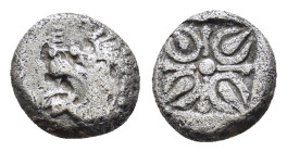 CARIA. Hekatomnos (Circa 395-377 BC). Obol. Miletos.

Obv: Forepart of lion right, head left.
Rev: Stellate pattern within incuse square.
Klein 505.

...