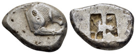CARIA. Mylasa(?) Stater (Circa 520-490 BC).

Obv: Forepart of lion right; symbol on shoulder.
Rev: Two rectangular incuses.
Cf. SNG von Aulock 8033.

...